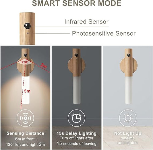 Led Wood Night Light Pir Motion Sensor lamp